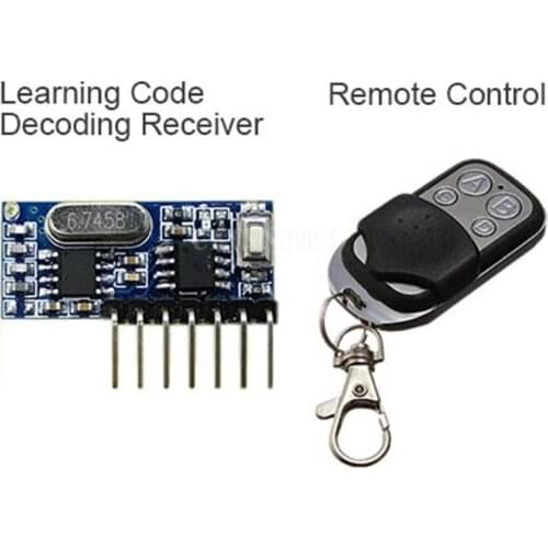200Pcs/Lot 433 Mhz Remote Control and 433Mhz Wireless Receiver Learning Code 1527 Decoding Module 4Ch With Learning Button