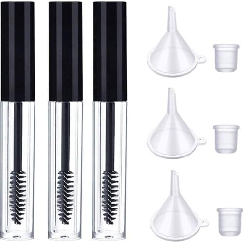 15Pcs 10ml Mini Empty Mascara Tube Eyelash Cream Vial Liquid Bottle Cosmetic Container with Leakproof Black Cap Contains funnel