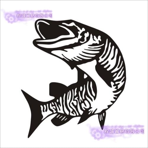 Fishing Sticker Car Fish Decal Angling Hooks Tackle Shop Posters Vinyl Wall Decals Hunter Pikes Amur pikc Decor Mural Sticker
