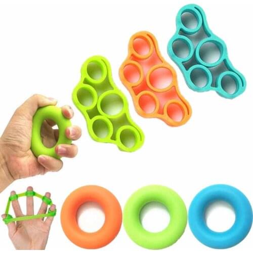 Silicone Finger Pull Ring+Resistance Bands for Training Rubber Loop Pull Ring Hand Grip Expander Forearm Wrist Training Carpal