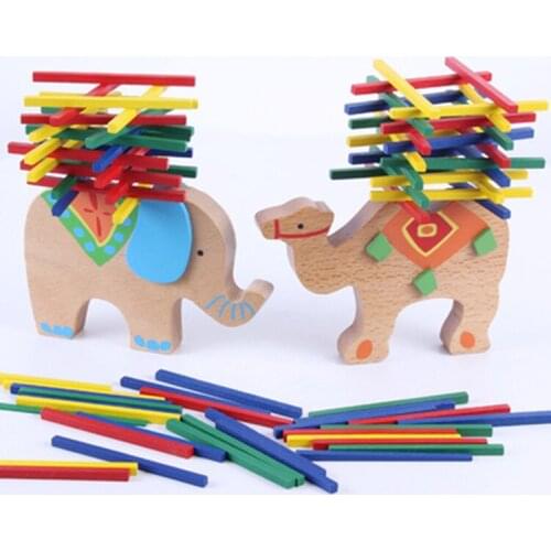 Cute elephant camel balance puzzle toys colorful wooden stacking game Parent-child interaction funny toys gift for kids