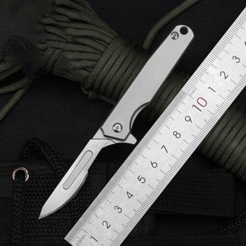 Titanium Alloy Scalpel EDC Mini Folding Knife With 10pcs No.24 Replaceable Blade Carving Knife Outdoor Multifunctiona Tools