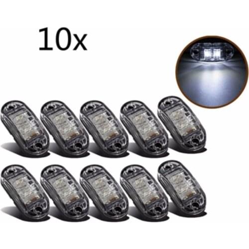 TNOOG 10 PCS WHITE 2LED Clearance Lights For Trailer Truck Lorry Side Marker Turn Signal Lamp Handy 12V 24V Waterproof