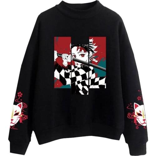 Womens Rock Hot Anime Japan Demon Killer Hoodies Sweatshirt Graffiti Oversize Harajuku Hooded Autumn Winter Kawaii Clothes