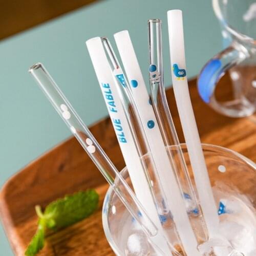 High Borosilicate Heat-resistant Reusable Straws With Cleaner Brush Set Curved Straight Drinking Straw Home And Bar Supplies