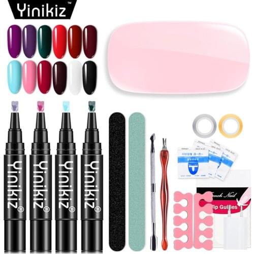 Yinikiz One Step Gel Nail Polish Pen Set 25pcs UV LED Nail Dryer Kit Nail Art Manicure Gel Varnish Lacquer Manicure Tools Kit