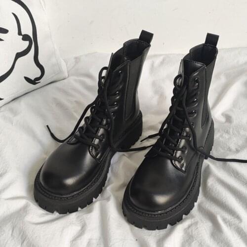 2021 Goth Combat Boots Women Platform Ankle Boots Thick Chunky Martin Shoes Zipper Fashion Heels Brand Designers Women Boots
