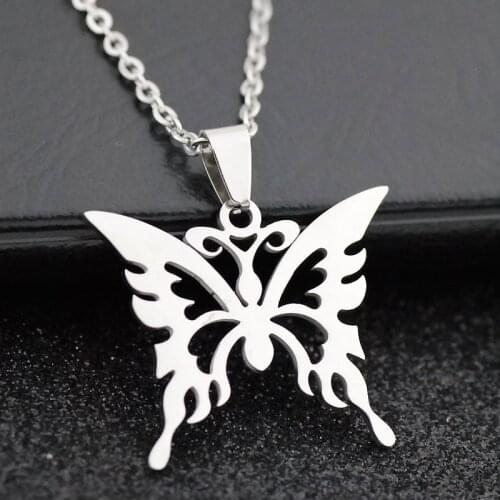 Unique Hollow Butterfly Pedant Necklace Stainless Steel Necklaces For Women Girls Jewelry Gifts