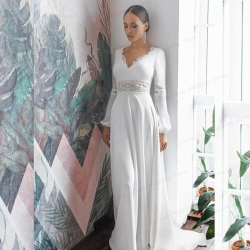 Bohemian V-Neck Wedding Dresses 2021 Backless Chiffon Simple Beach Gorgeous For Women Bridal Gown Robe De Mariage Custom Made