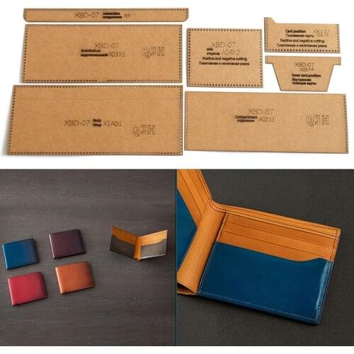 1Set DIY Kraft Paper Template New Fashion Upscale Mens Short Wallet Leather Craft Pattern DIY Stencil Sewing Pattern 11cm*9.5cm