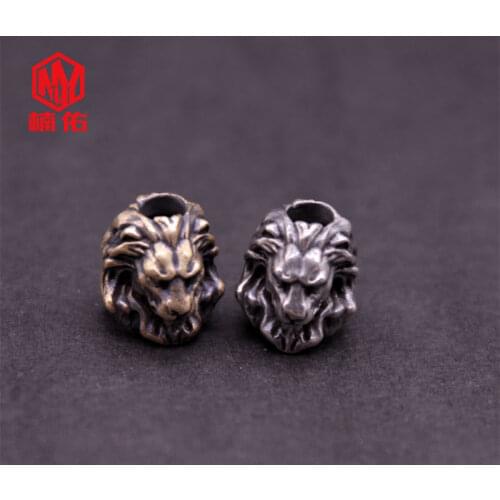 1PC EDC Paracord Beads Lion King White Copper Retro Brass Copper Oxide Umbrella Rope Cord Lanyard Pendants Knife Beads
