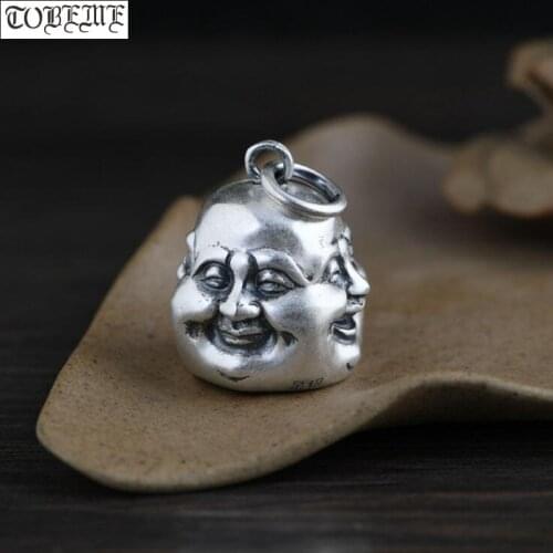 100% 925 Silver Tibetan Buddha Pendant Buddhist Four-face Buddha Pendant Tibetan Good Luck Pendant Amulet