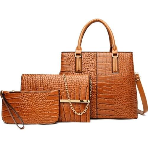 3pcs /set Alligator Pattern female bag Shoulder Handbags Clutch Leather Women Card Bags Three-piece All-match Crossbody Handbag