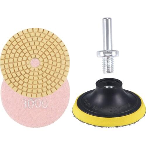 Uxcell 3" 3000 Grit Diamond Wet Polishing Pad M10 Backer Pad for Stone Concrete 4pcs