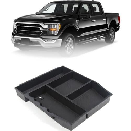 Car Armrest Box Storage for Ford F150 F-150 2021 Accessories Organizer Center Console Tray Box Black