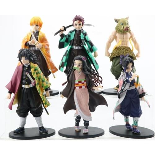 6Pcs/Set Anime Demon Slayer Kimetsu No Yaiba Figure Q Posket Kamado Tanjirou Kamado Nezuko Agatsuma Figure Toys