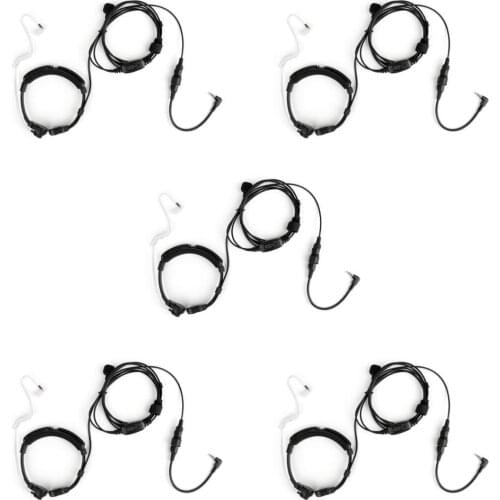 Artudatech 5Pcs 3.5mm Throat Microphone Covert Acoustic Tube PTT For YAESU VX1R VX168 FT10R FT40R FT50R FT60R Radio
