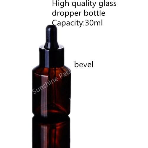 Free shipping 200pcs 30ml amber glass bottle with dropper 30cc essential oil packing bottle dropper bottle with roblique angle