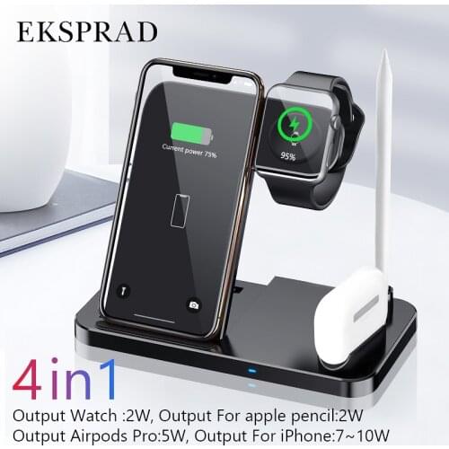 Wireless Charger 4 in 1 10W Fast Charging for iPhone 11 11pro XS XR Xs Max 8Plus for Apple Watch 5 4 3 2 Airpods Pro Pencil Pad
