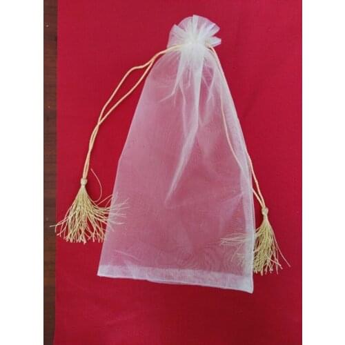 500pcs high quality organza cheap drawstring bags fabric jewelry bags wholesale 17*31.5cm organza gift pouches with tassels