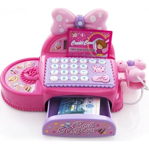 Kids Supermarket Cash Register Simulated Role Play Toy Girl Birthday Gift Multi-functional Cash Toys With Calculator and Scanner