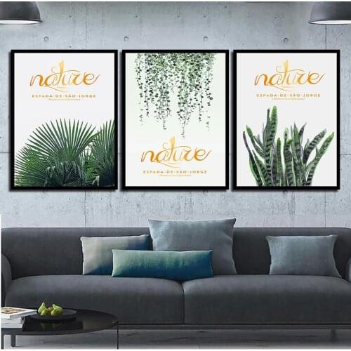 ART Tropical Plant Leaves Canvas Art Print Poster Nordic Green Plant Wall Pictures Kids Room Large Painting No Frame