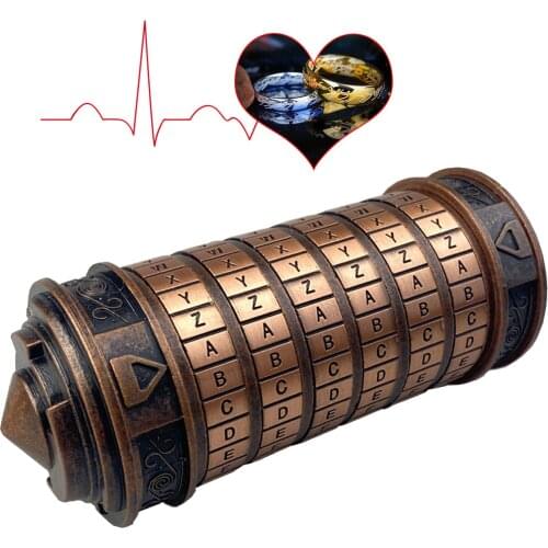 Da Vinci Code Lock Toys Metal Cryptex Locks Retro Wedding Gifts Valentines Day Gift Letter Password Escape Chamber Props