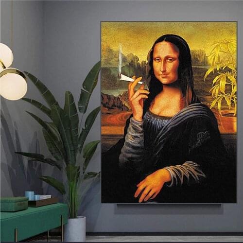 Famous Mona Lisa Cigarette Oil Painting on Canvas