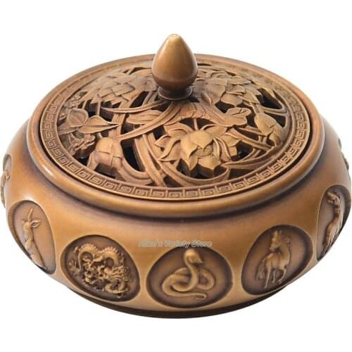 Chinese zodiac signs Metal Blue Brass Copper Coils incense Zinc Alloy Censer Thurible burner Coil Incense burner Incensory