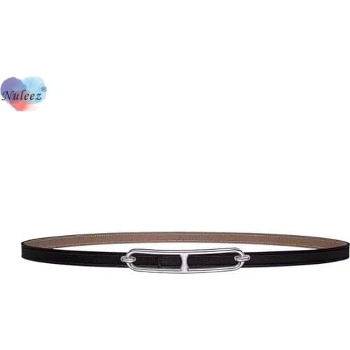 Classical belt women slim waist belt cowhide real leather 1.4 cm simple design