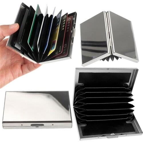 Stainless Steel Card Box, Credit ID Card Holder Business Bag Storage Metal Clip Solid Color Business Gift