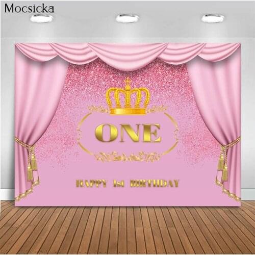 Mocsicka Birthday Party Background Stage Crown Background Decoration Style Girl Birthday Photo Background Photography Studio