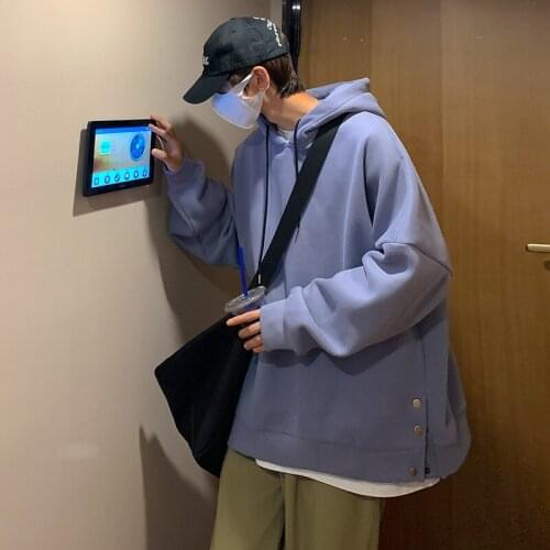 2021 Autumn Hooded Solid Student Male Hong Kong Style Pullover Sweatshirts Hooded Male Casual Hoodies Streetwear for Women/men