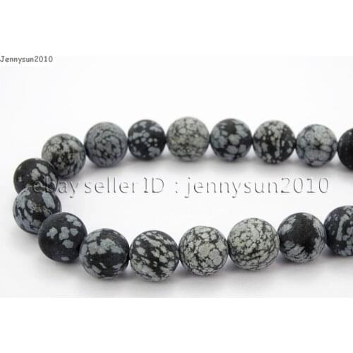 Natural Matte Snowflake 12mm Frosted Gems stones Round Ball Loose Spacer Beads 15'' 5 Strands/ Pack