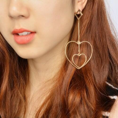 New High quality Fashion jewelry heart Earring Women accessories Long earrings for women Drop earrings Gift