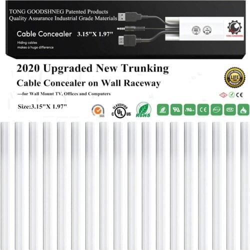 3.15"X1.97"New Cable Concealer Management On Wall Cord Hider Raceway Channels to Hide Conceal Cables,Trunking Flame-Retardant