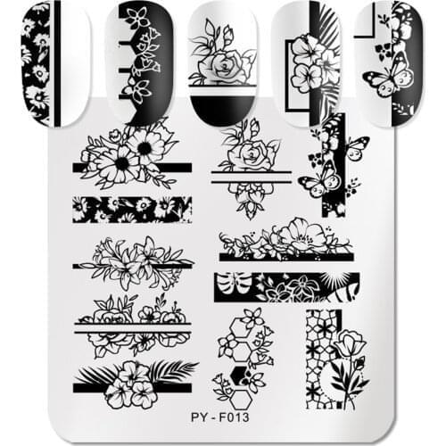 Stamping Plate Different Styles Stencil Nail Art Stickers Design Cute Flower Nail Art Set Stainless Steel Overprint Nail