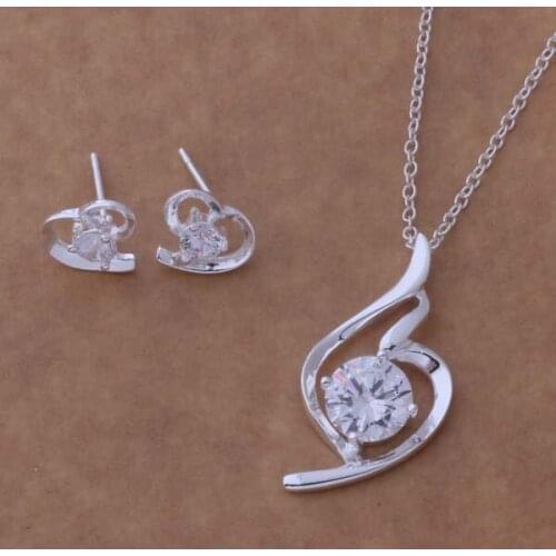 Silver plated Jewelry Sets Earring 458 + Necklace 391 /axmajota dwkamnra AS348