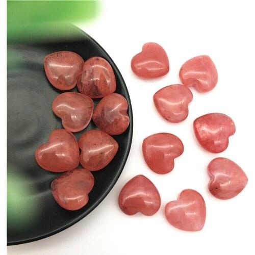Drop Shipping 1PC Cute Natural Heart Shaped Quartz Red Watermelon Crystal Carved Stones Healing Natural Stones and Crystals
