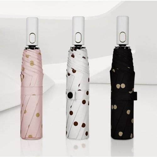 Retro Dots Umbrella Fold Women UV 3-Folding Umbrella Parasol Rain&Sun Rainproof Umbrellas