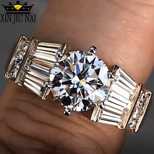 Luxury Male Female Crystal Zircon Stone Ring Diamond Simple 925 Silver Ring Wedding Band Promise Engagement Rings For Women