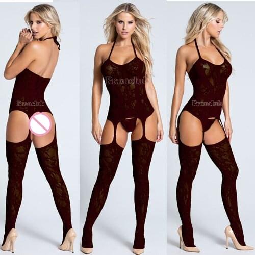 Sexy Bodystocking Lingerie Bodysuit Underwear Open Crotch Transparent Fetish Porno Sexi Women Crochless Teddy Erotic Baby Doll