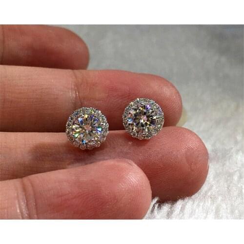 Vecalon Tennis earring AAAAA Cz stone Real 925 Sterling silver Statement Party wedding Stud Earrings for women Bridal Jewelry