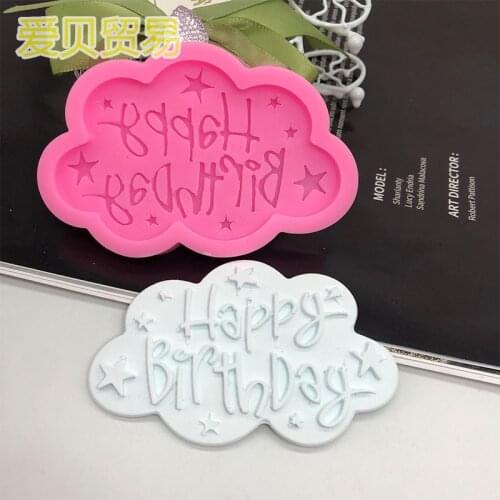 Happy birthday silicone mold chocolate flip cake decoration tool type mold chocolate mold resin moulds