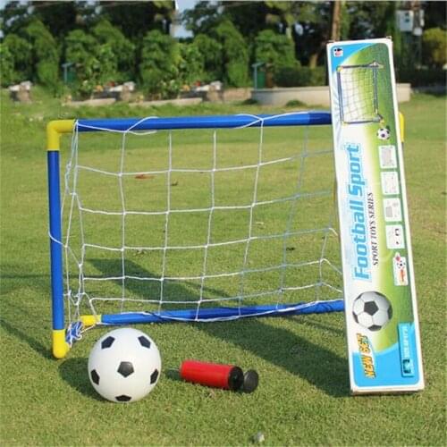 Folding Mini Football Soccer Goal Post Net Set with Pump Kids Sport Indoor Outdoor Games Toys Child Birthday Gift Plastic