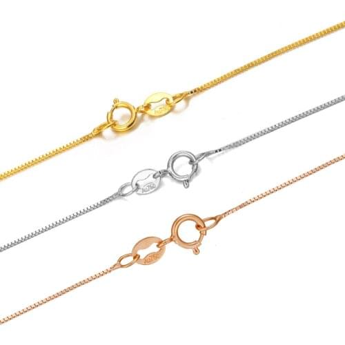 Gorgeous Solid Au750 18K Yellow White Rose Gold Chain Women Box Link Necklace 16inch 18inch