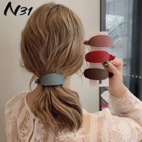 Solid Color Women Hairpin Summer Horsetail Headdress Morandi Hair Claw Sweet Hair Accessories Paint Frosted Barrettes Decoration