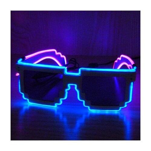 10pcs/lot 8 bit pixel lighting el led glasses free shipping led rave glasses glow in dark for Event and Party Supplies