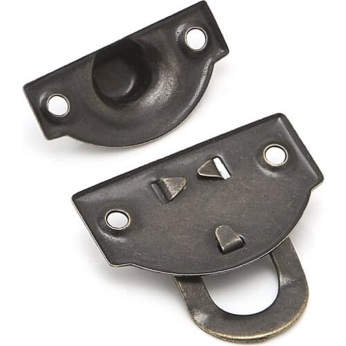 10x Antique Metal Lock Catch Curved Buckle Horn Clasp Hook Gift Jewelry Box Padlock