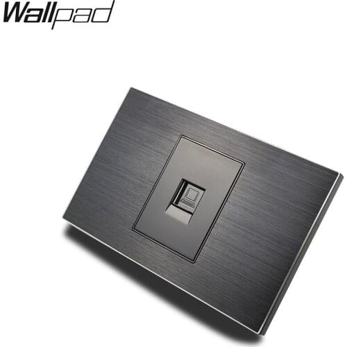 118*72mm CAT 6 Data Socket Wallpad L3 Black Aluminum Panel RJ45 Cat6 Internet Wall Outlet
